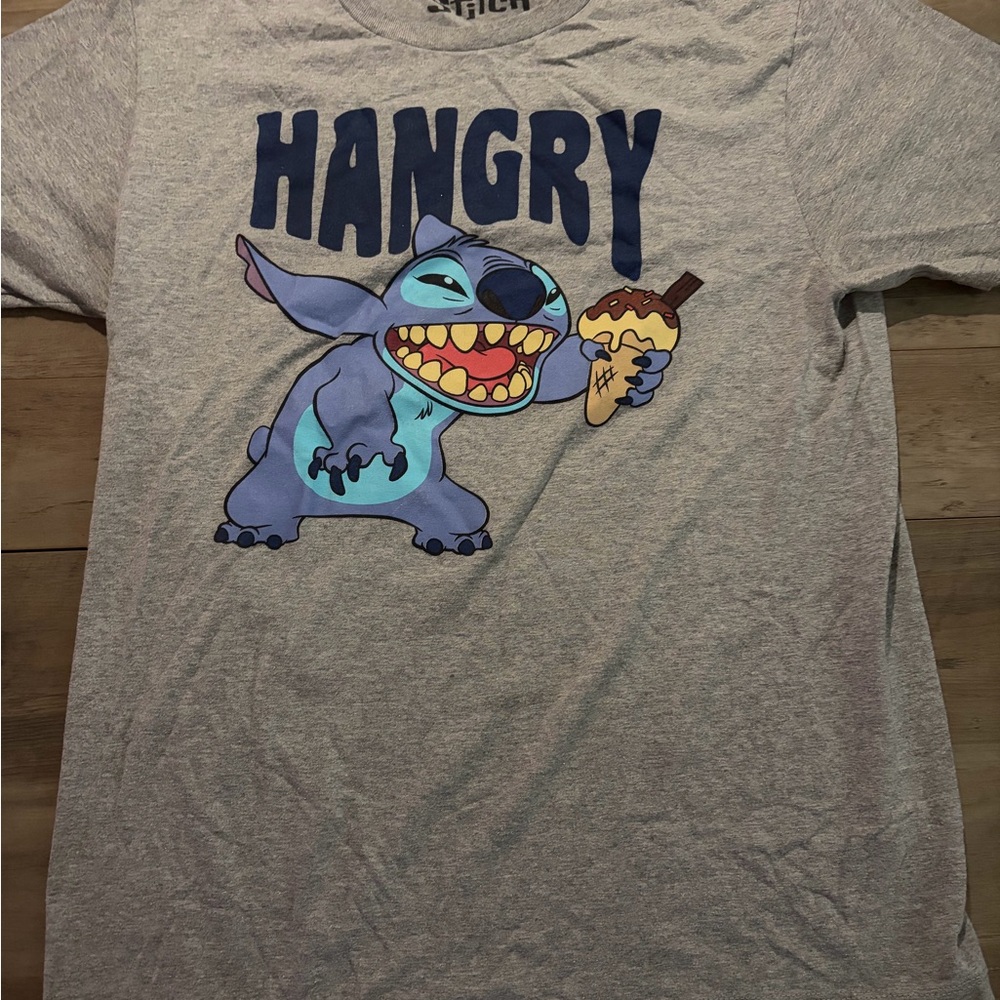 Disney Stitch 'Hangry' Graphic T-Shirt - Gray and Blue